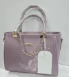 Stylish Lavender Faux Leather Embroidery Handbag